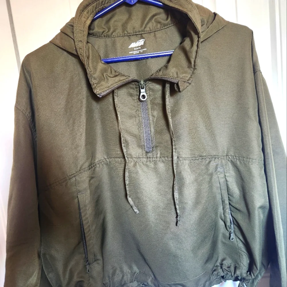 AVIA CROPPED WOMENS PULLOVER WINDBREAKER OLIVE GREEN HOODIE- SIZE MEDIUM - Picture 3 of 10